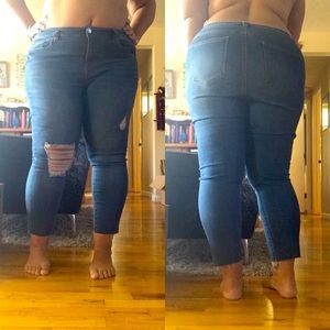 Celebrity Pink blue skinny jeans with distressing